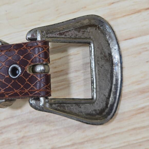 State of The Art Women's Size 12 Brown Faux Snake Skin Belt Western Boho Buckle - Picture 7 of 16
